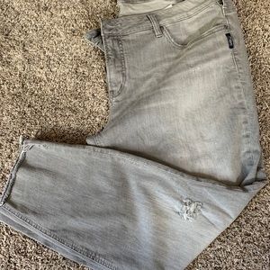Silver Jeans Gray Aiko Ankle Skinny Jeans Women's Plus Size 22 Raw Hem